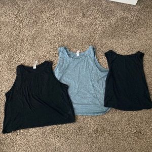 THREE cropped yoga tops